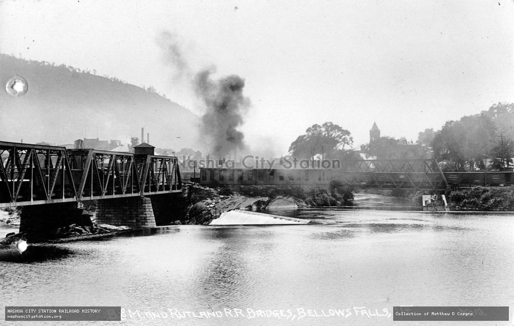 Postcard: Boston & Maine and Rutland Railroad Bridges, Bellows Falls, Vermont